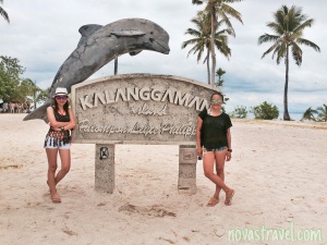 My bestfriend and I, taking a souvenir photo together with the Kalanggaman Island landmark